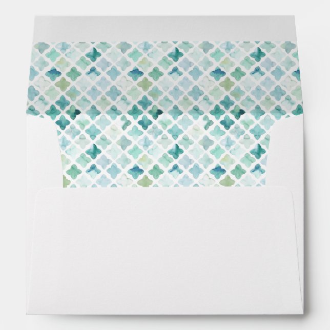 Hand Painted Turquoise Pattern Envelope (Back (Bottom))