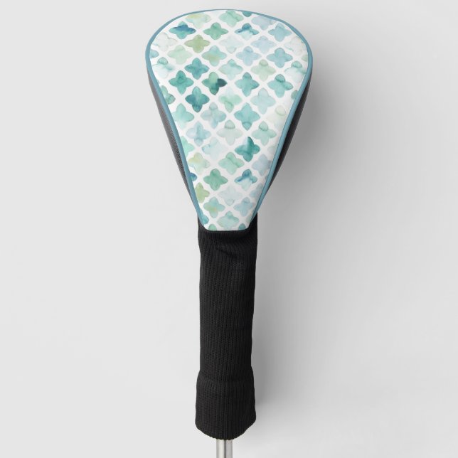 Hand Painted Turquoise Pattern Golf Head Cover (Front)