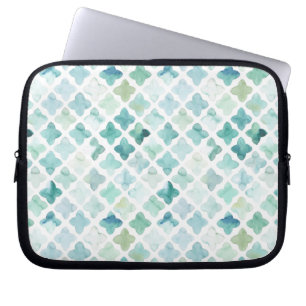 Hand Painted Turquoise Pattern Laptop Sleeve