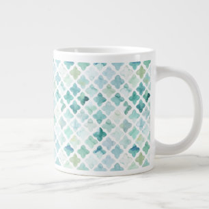 Hand Painted Turquoise Pattern Large Coffee Mug