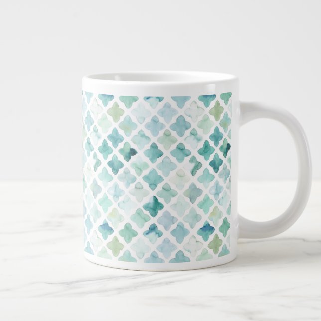 Hand Painted Turquoise Pattern Large Coffee Mug (Right)