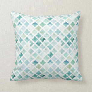 Hand Painted Turquoise Pattern Throw Pillow