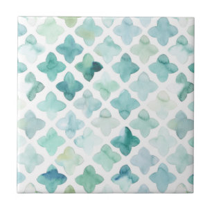 Hand Painted Turquoise Pattern Tile