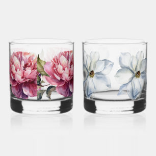 Hand Painted two Different Designs Whiskey Glass
