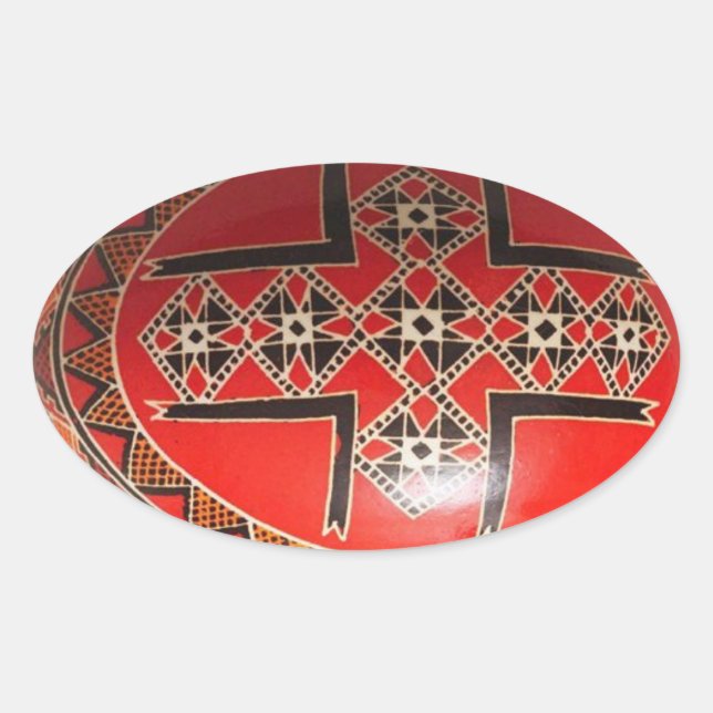 Hand painted Ukrainian Easter egg Oval Sticker (Front)