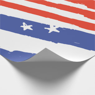 Hand-Painted USA Flag Stripes Wrapping Paper