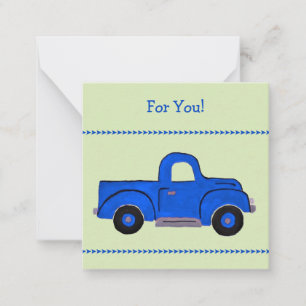 Hand Painted Vintage Blue Truck small ENCLOSURE Card