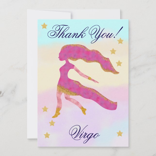 Hand-Painted Virgo Birthday Thank You Card (Front)