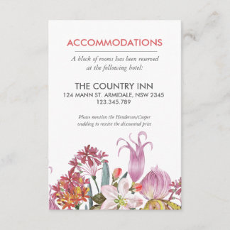 Hand painted water colour exotic flower wedding enclosure card