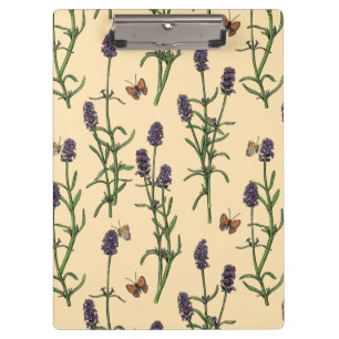 Hand-painted watercolor and ink pattern with laven clipboard