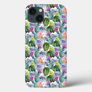 Hand Painted Watercolor Cactus Pattern iPhone 13 Case