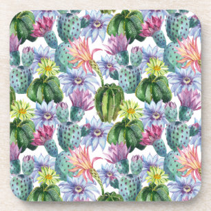 Hand Painted Watercolor Cactus Pattern Coaster