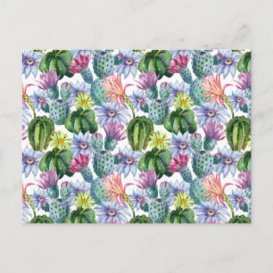 Hand Painted Watercolor Cactus Pattern Postcard