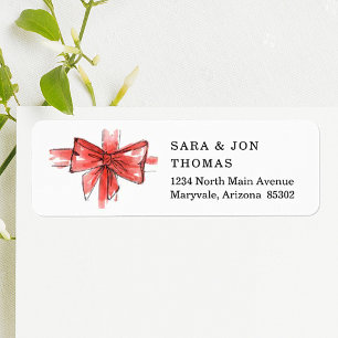 Hand Painted Watercolor Christmas Bow Red Ribbon