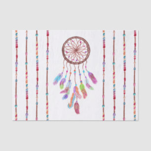 Hand Painted Watercolor Dreamcatcher Beads Feather Tissue Paper