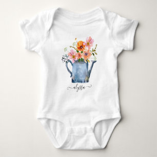 Hand-Painted Watercolor Floral Baby Bodysuit
