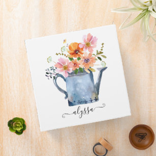 Hand-Painted Watercolor Floral Binder