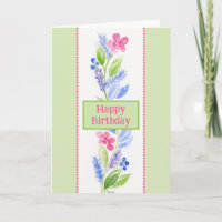 Hand Painted Watercolor Floral BIRTHDAY