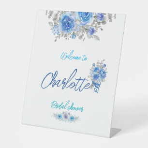 Hand-Painted Watercolor Floral Bridal Shower Pedestal Sign