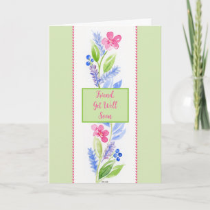 Hand Painted Watercolor Floral GET WELL Friend Thank You Card