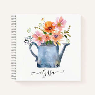 Hand-Painted Watercolor Floral Notebook