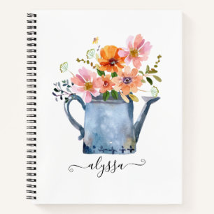 Hand-Painted Watercolor Floral Notebook