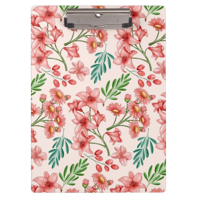 Hand Painted Watercolor Floral Pattern-54098 Clipboard (Front)
