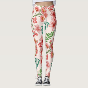 Hand Painted Watercolor Floral Pattern-54098 Leggings