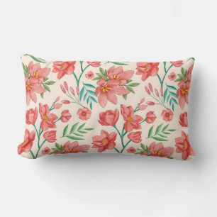 Hand Painted Watercolor Floral Pattern-54098 Lumbar Pillow