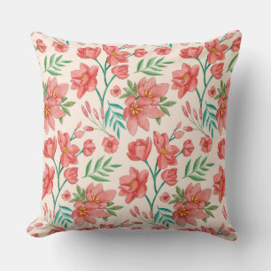 Hand Painted Watercolor Floral Pattern-54098 Throw Pillow