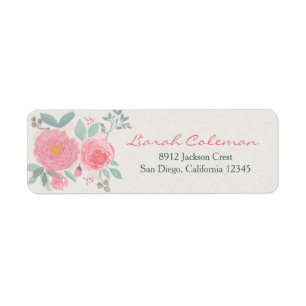 Hand painted watercolor floral return address