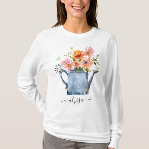Hand-Painted Watercolor Floral T-Shirt