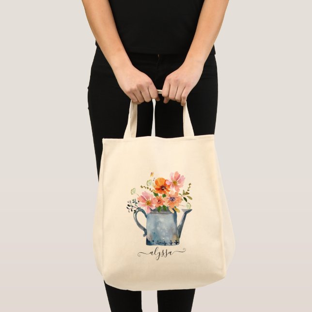 Hand-Painted Watercolor Floral Tote Bag (Front (Product))