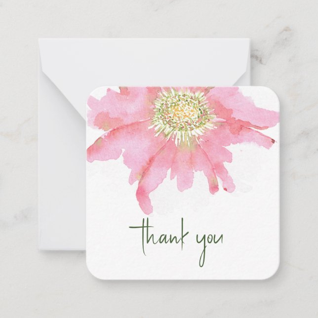Hand Painted Watercolor Flower | Custom Thank You Card (Front)