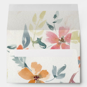 Hand Painted Watercolor Flowers Envelope