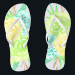 Hand Painted Watercolor Flowers Flip Flops<br><div class="desc">Girly and sweet watercolor flowers in aqua and yellow perfect for spring,  summer,  as well as for bride,  bridesmaids,  mother of the bride,  mother of the groom,  maid of honour,  flower girl gifts,  and more!</div>