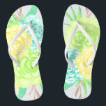 Hand Painted Watercolor Flowers Flip Flops<br><div class="desc">Girly and sweet watercolor flowers in aqua and yellow perfect for spring,  summer,  as well as for bride,  bridesmaids,  mother of the bride,  mother of the groom,  maid of honour,  flower girl gifts,  and more!</div>