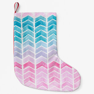 Hand painted watercolor gradient geometric blue an small christmas stocking