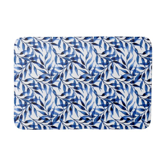 Hand Painted Watercolor Ink Pattern Bath Mat (Front)