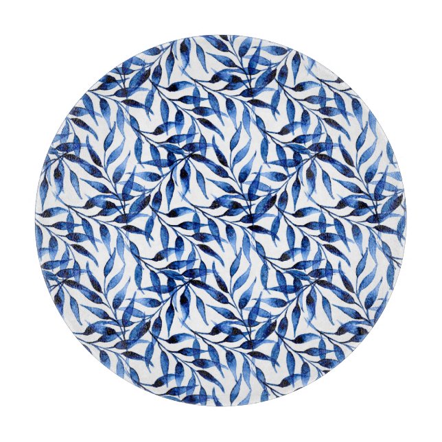 Hand Painted Watercolor Ink Pattern Cutting Board (Front)