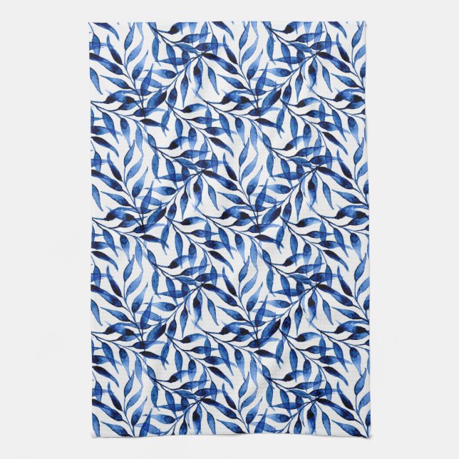 Hand Painted Watercolor Ink Pattern Kitchen Towel (Vertical)