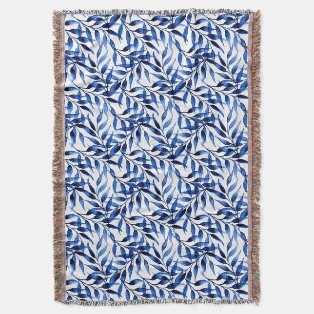 Hand Painted Watercolor Ink Pattern Throw Blanket (Front Vertical)