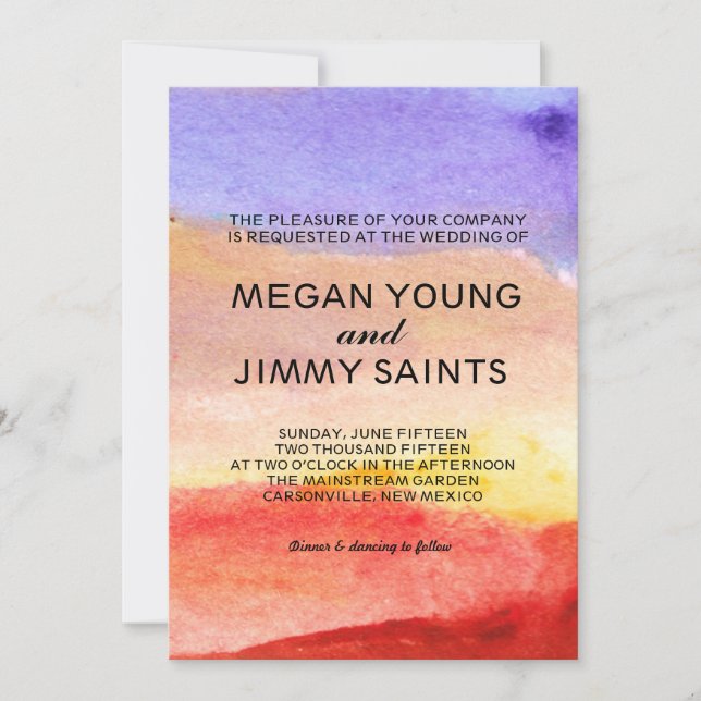 hand painted watercolor invitation (Front)