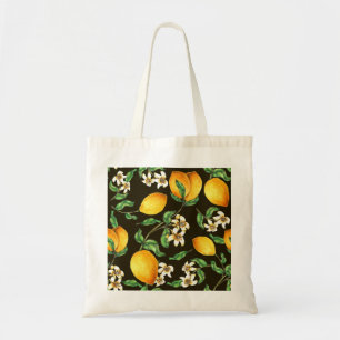 Hand Painted Watercolor Lemon Pattern Tote Bag