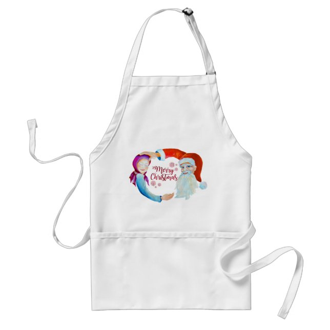 Hand-painted Watercolor Magical Santa Claus Standard Apron (Front)