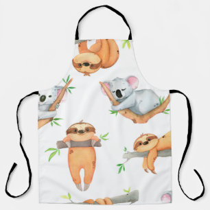 Hand painted watercolor pattern tropical cute anim apron