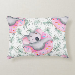 Hand painted watercolor pattern with koala tropica accent pillow