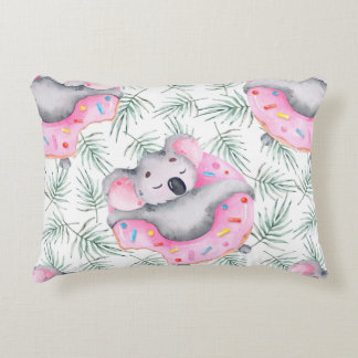 Hand painted watercolor pattern with koala tropica accent pillow