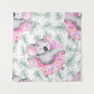 Hand painted watercolor pattern with koala tropica tapestry