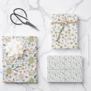 Hand painted watercolor patterned wrapping paper sheet